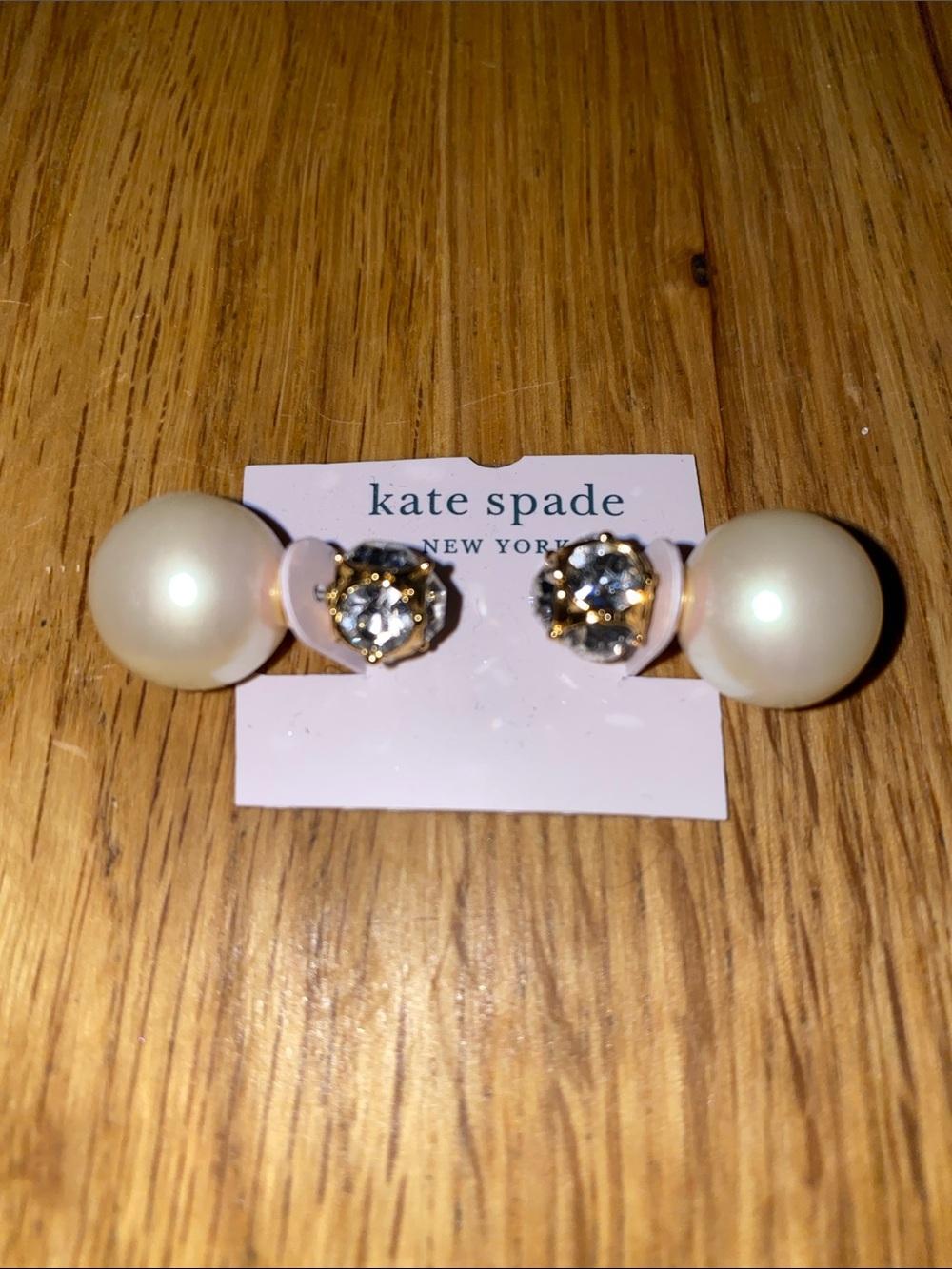 kate spade Faux Pearl and Crystal Double-Sided Stud Earrings in Cream and Gold